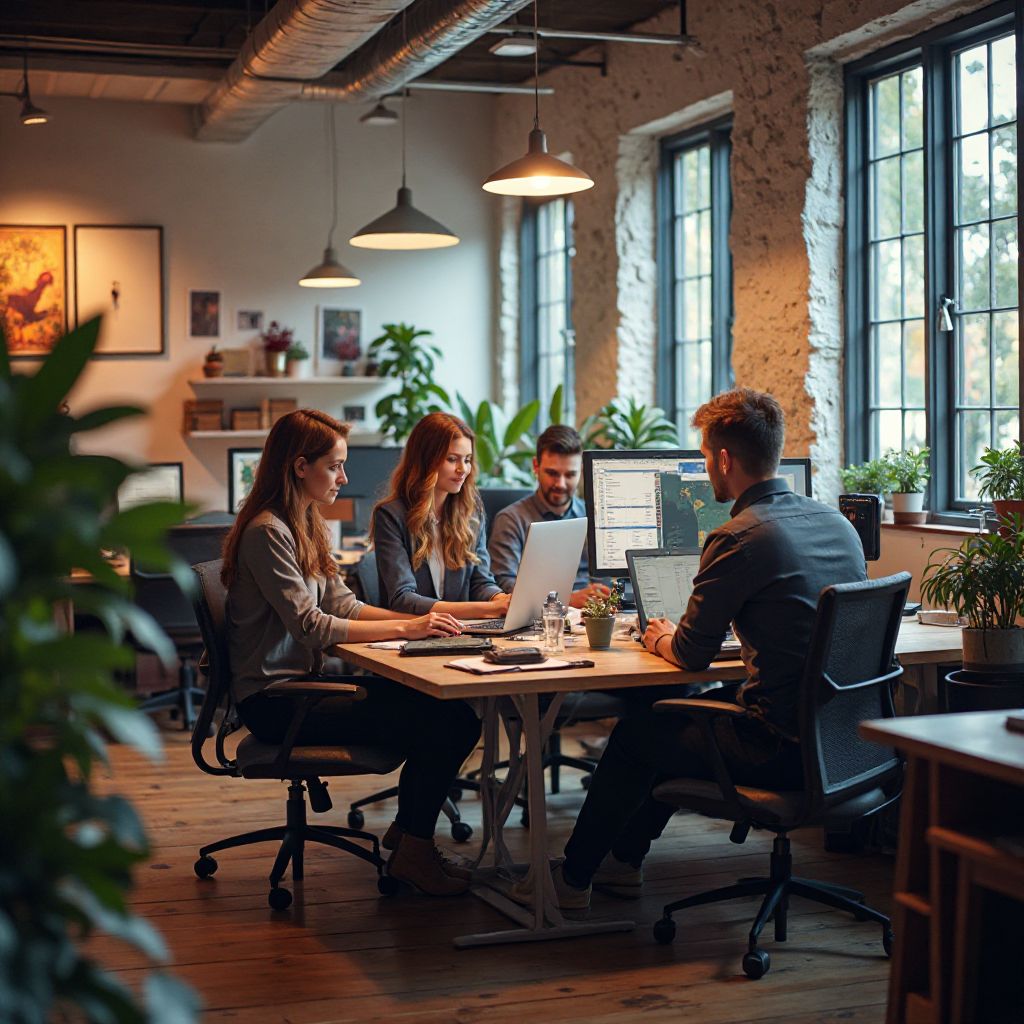 Biuro Chicken Road z zespołem przy pracy